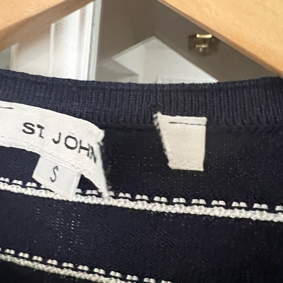 ST. JOHN Striped Crew Neck Crop Top - Size S - Picture 5 of 8